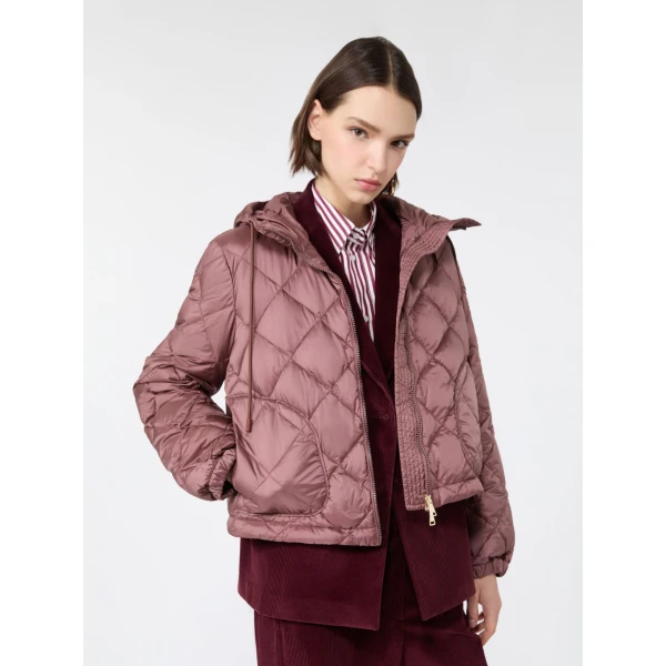 Max Mara Eris Water-Repellent Diamond-Quilted Padded Jacket in Wine | Jackets | Luxury Shoes 