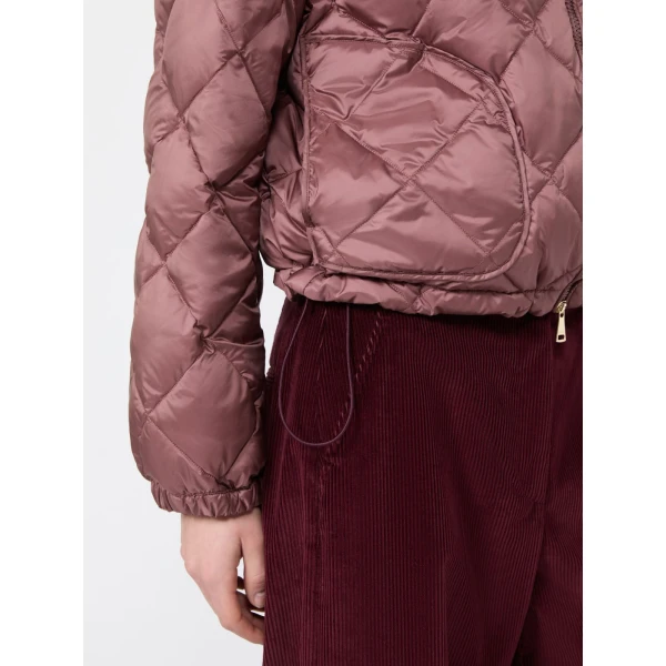 Max Mara Eris Water-Repellent Diamond-Quilted Padded Jacket in Wine | Jackets | Luxury Shoes 
