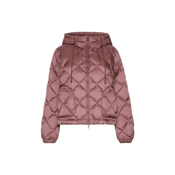 Max Mara Eris Water-Repellent Diamond-Quilted Padded Jacket in Wine | Jackets | Luxury Shoes 