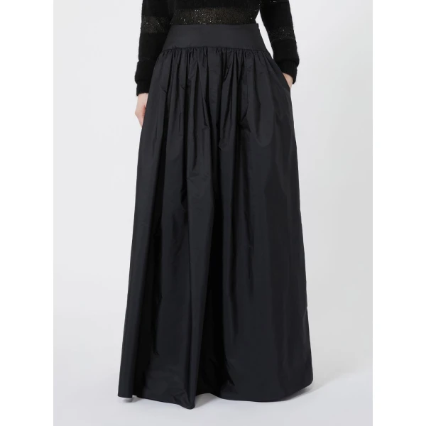 Max Mara Eroico Long Silk-Blend Taffeta Skirt in Black | Maxi Skirts | Luxury Shoes 