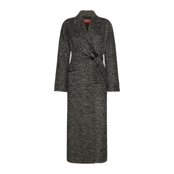 Max Mara Eroso Wool Tweed Robe Coat in White Black | Wool Coat | Luxury Shoes 