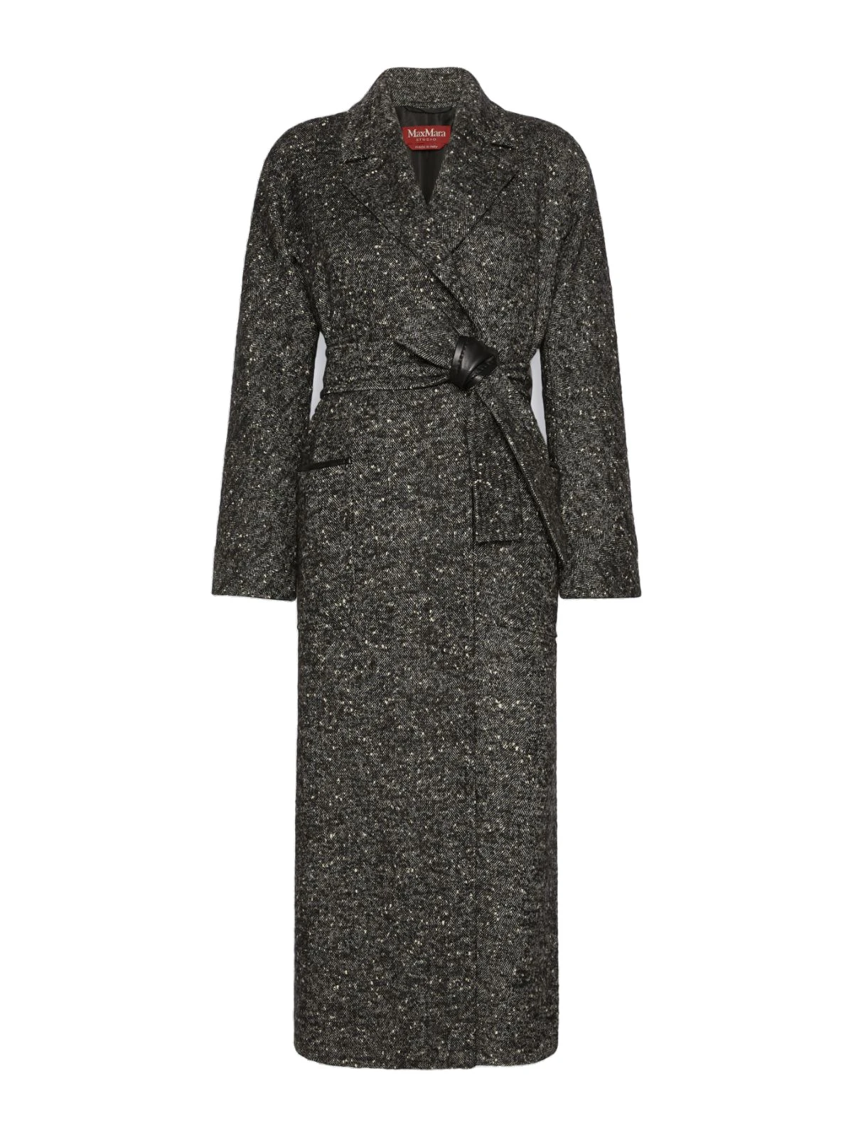 Max Mara Eroso Wool Tweed Robe Coat in White Black Max Mara Eroso Wool Tweed Robe Coat in White Black | Wool Coat | Luxury Shoes
