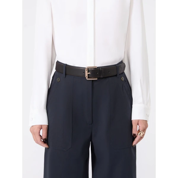 Max Mara Esodo Leather Belt in Black | Belts | Luxury Shoes 