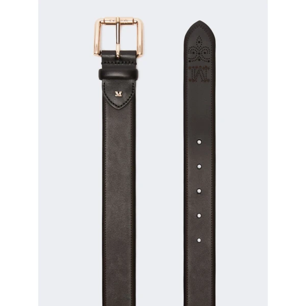 Max Mara Esodo Leather Belt in Black | Belts | Luxury Shoes 