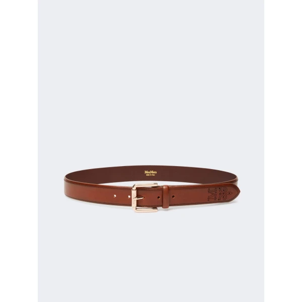 Max Mara Esodo Leather Belt in Brown | Belts | Luxury Shoes 