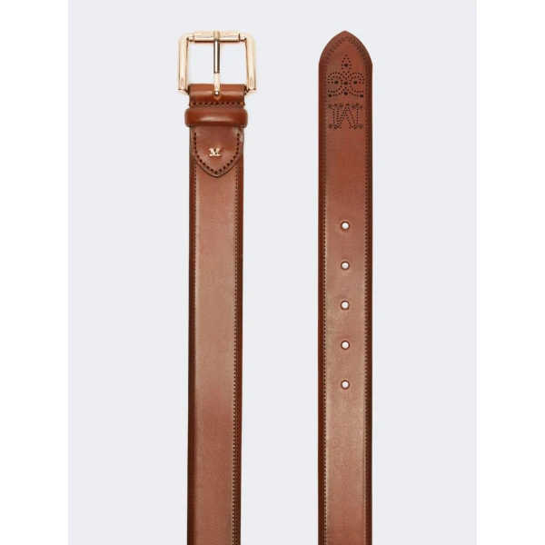 Max Mara Esodo Leather Belt in Brown | Belts | Luxury Shoes 