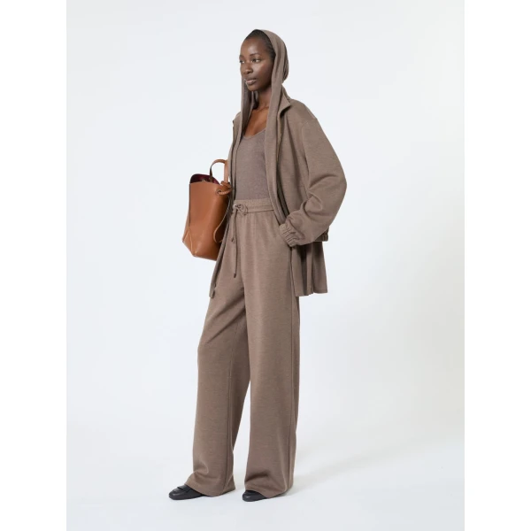 Max Mara Esploso Silk-Blend Jersey Sweatshirt in Mud | Sweaters | Luxury Shoes 