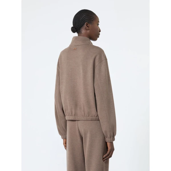 Max Mara Esploso Silk-Blend Jersey Sweatshirt in Mud | Sweaters | Luxury Shoes 