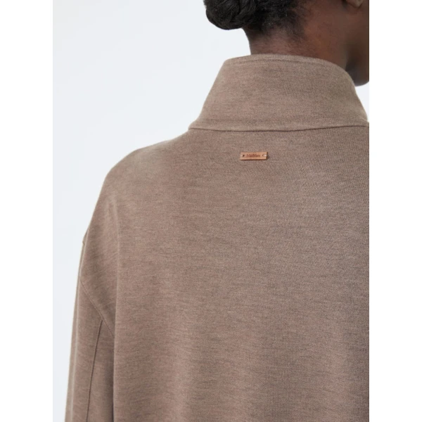 Max Mara Esploso Silk-Blend Jersey Sweatshirt in Mud | Sweaters | Luxury Shoes 