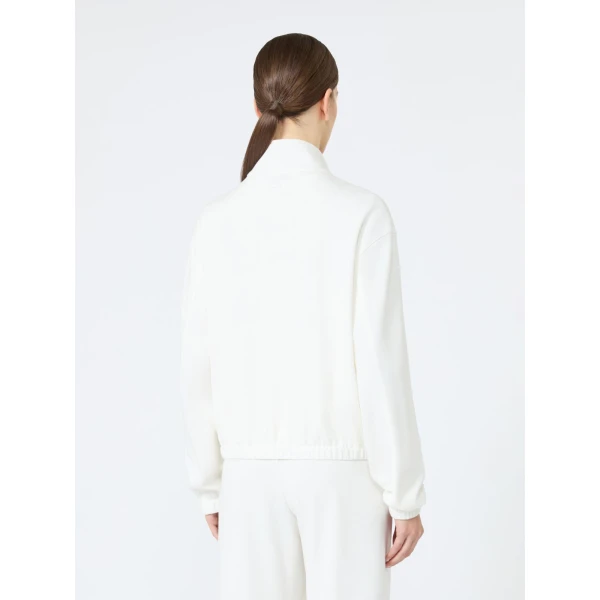 Max Mara Esploso Silk-Blend Jersey Sweatshirt in White | Sweaters | Luxury Shoes 