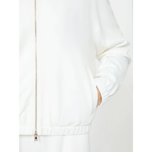 Max Mara Esploso Silk-Blend Jersey Sweatshirt in White | Sweaters | Luxury Shoes 