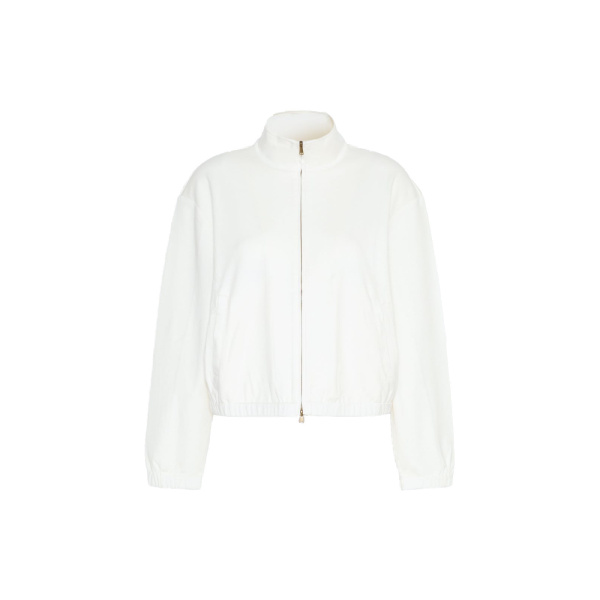 Max Mara Esploso Silk-Blend Jersey Sweatshirt in White | Sweaters | Luxury Shoes 