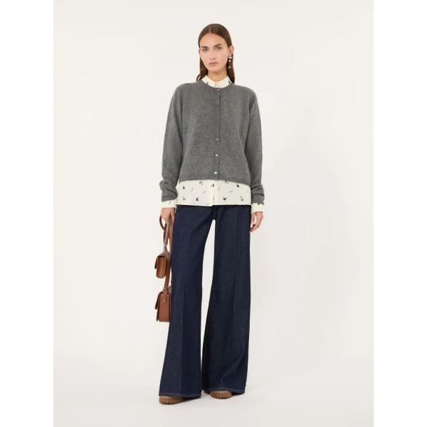 Max Mara Esposto Wool and Cashmere Cardigan in Dark Grey | Cardigan | Luxury Shoes 