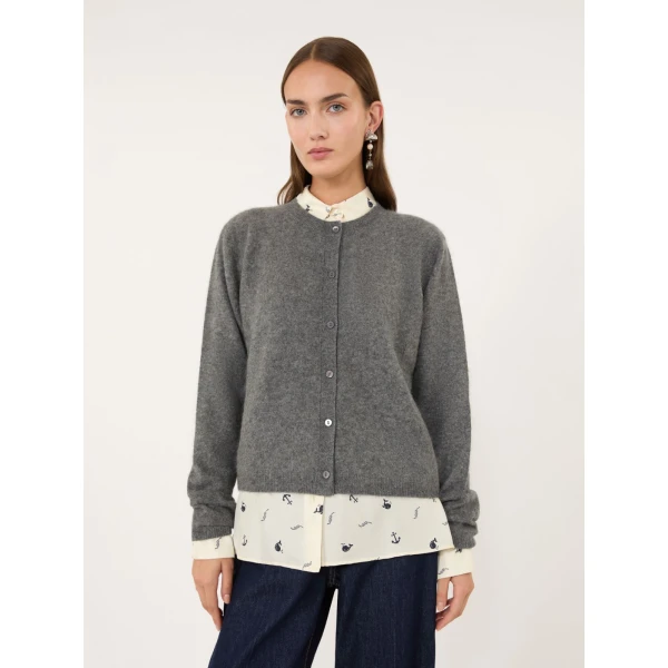 Max Mara Esposto Wool and Cashmere Cardigan in Dark Grey | Cardigan | Luxury Shoes 