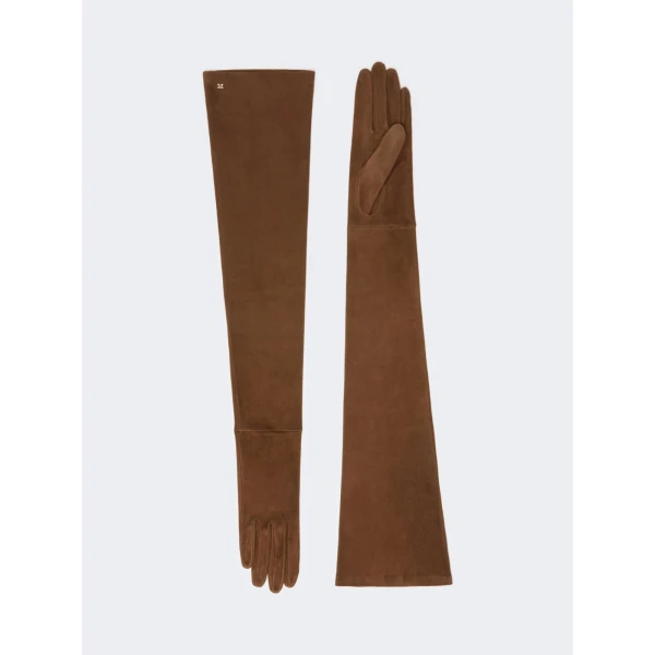 Max Mara Estremo Long Suede Gloves in Brown | Gloves | Luxury Shoes 