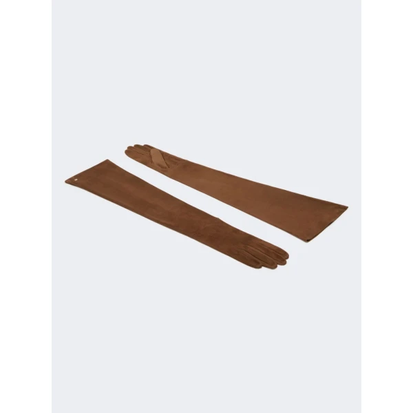 Max Mara Estremo Long Suede Gloves in Brown | Gloves | Luxury Shoes 