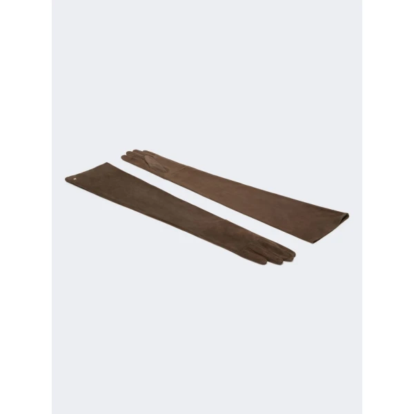Max Mara Estremo Long Suede Gloves in Dark Brown | Gloves | Luxury Shoes 