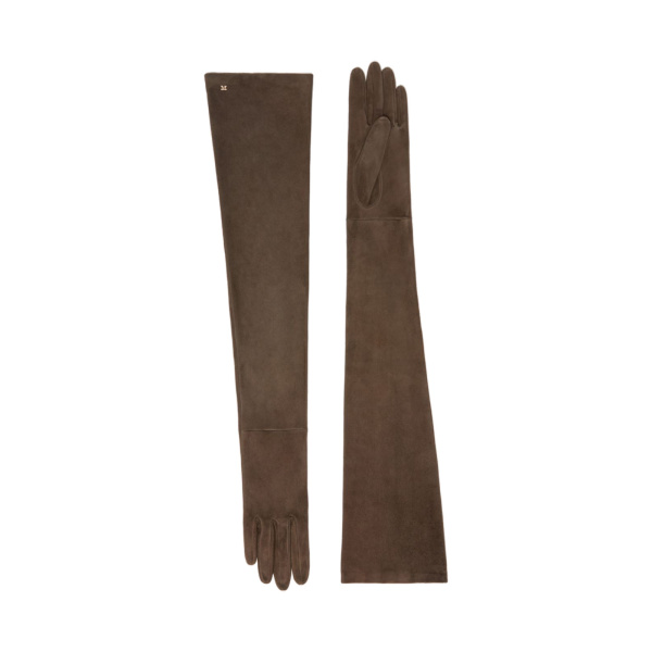 Max Mara Estremo Long Suede Gloves in Dark Brown | Gloves | Luxury Shoes 