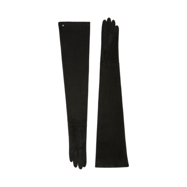 Max Mara Estremo Long Suede Gloves in Medium Grey | Gloves | Luxury Shoes 