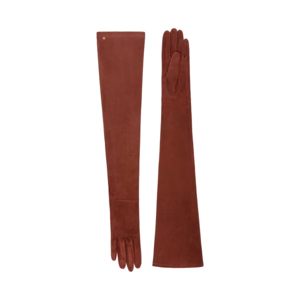 Max Mara Estremo Long Suede Gloves in Terra Cotta | Women | Luxury Shoes 