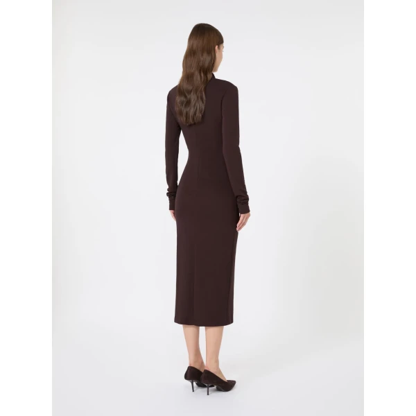 Max Mara Estremo Slim Fluid Jersey Dress in Dark Brown | Maxi Dresses | Luxury Shoes 