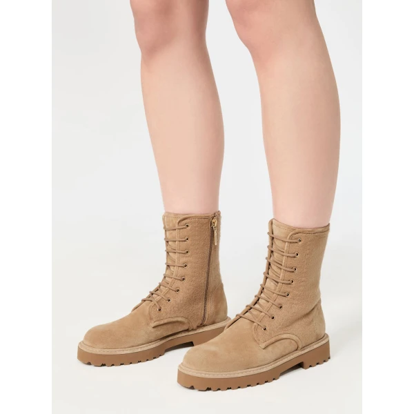 Max Mara Estri Cashmere and Suede Combat Boots in Camel | Boots | Luxury Shoes 