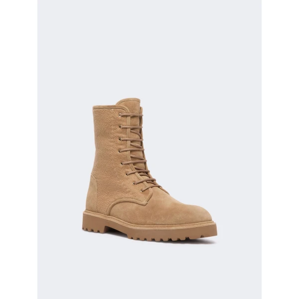 Max Mara Estri Cashmere and Suede Combat Boots in Camel | Boots | Luxury Shoes 