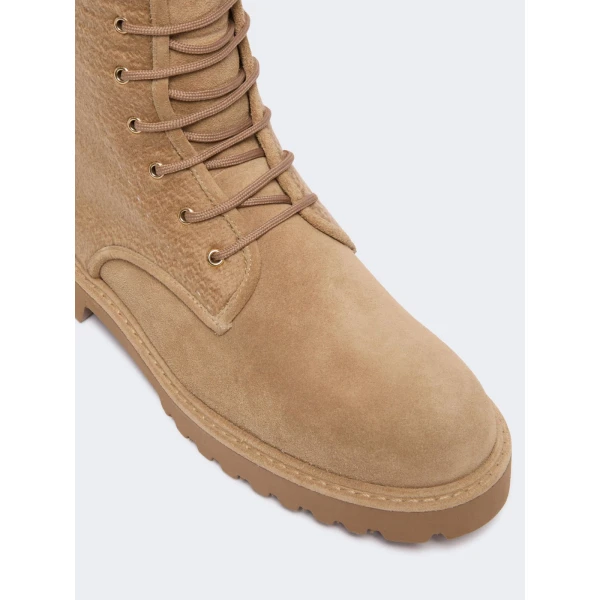 Max Mara Estri Cashmere and Suede Combat Boots in Camel | Boots | Luxury Shoes 