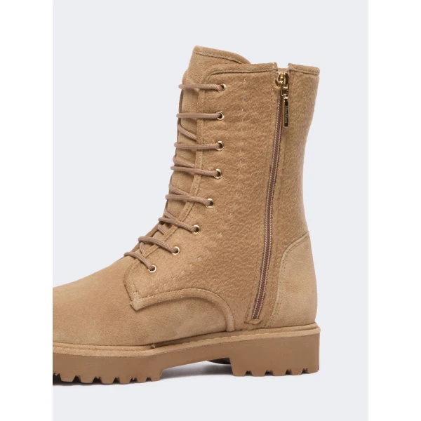 Max Mara Estri Cashmere and Suede Combat Boots in Camel | Boots | Luxury Shoes 
