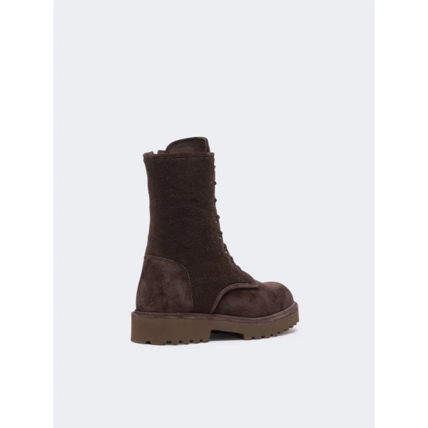 Max Mara Estri Cashmere and Suede Combat Boots in Dark Brown | Boots | Luxury Shoes 