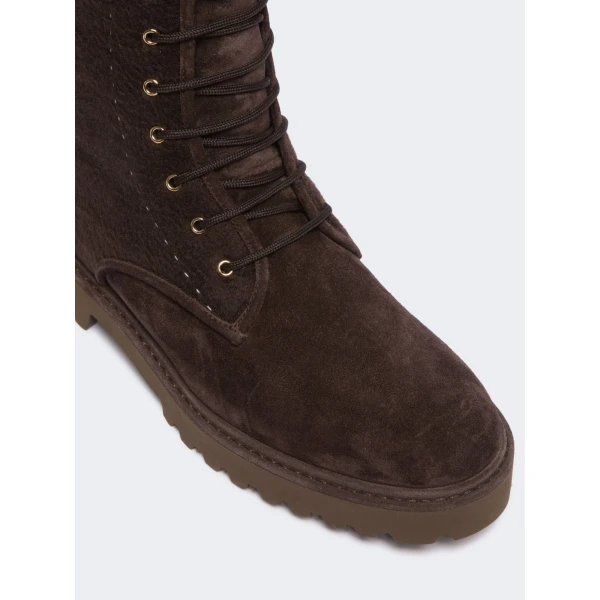 Max Mara Estri Cashmere and Suede Combat Boots in Dark Brown | Boots | Luxury Shoes 