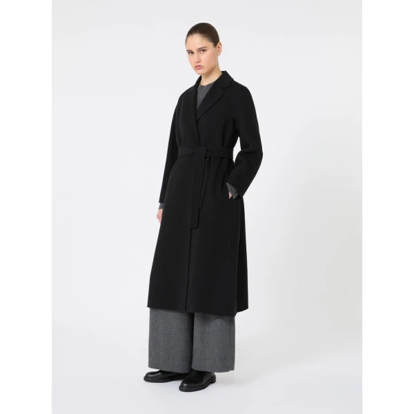 Max Mara Esturia Double-Faced Wool Midi Coat in Black | Wool Coat | Luxury Shoes 