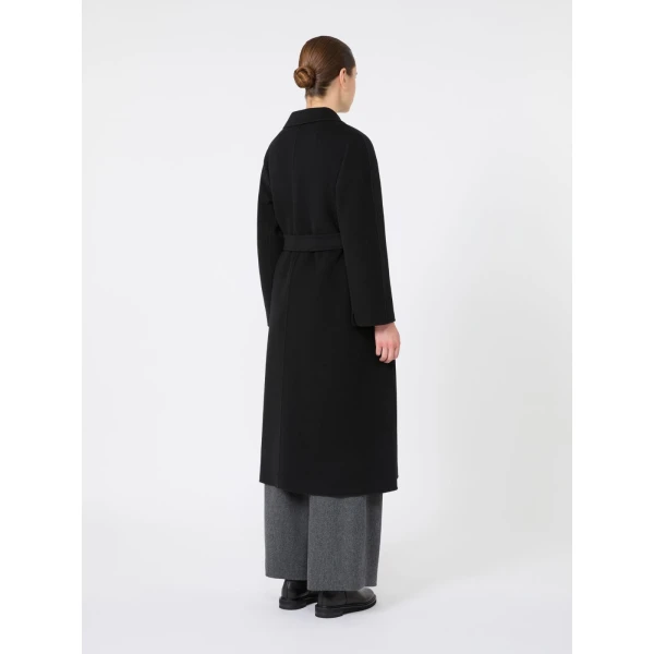 Max Mara Esturia Double-Faced Wool Midi Coat in Black | Wool Coat | Luxury Shoes 