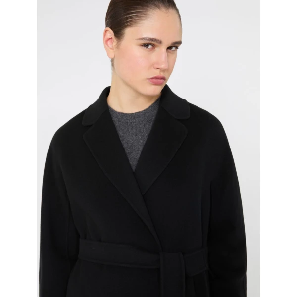 Max Mara Esturia Double-Faced Wool Midi Coat in Black | Wool Coat | Luxury Shoes 