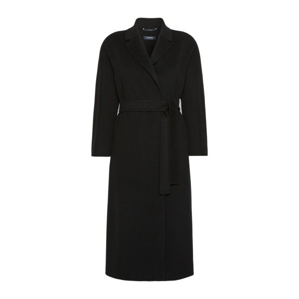Max Mara Esturia Double-Faced Wool Midi Coat in Black | Wool Coat | Luxury Shoes 