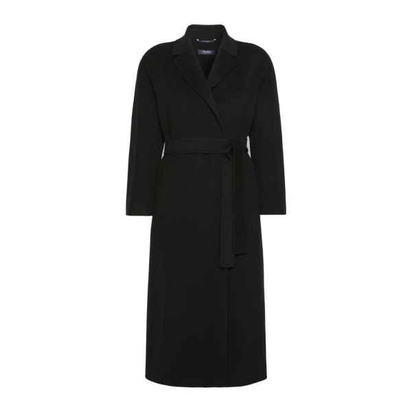Max Mara Esturia Double-Faced Wool Midi Coat in Black | Wool Coat | Luxury Shoes 