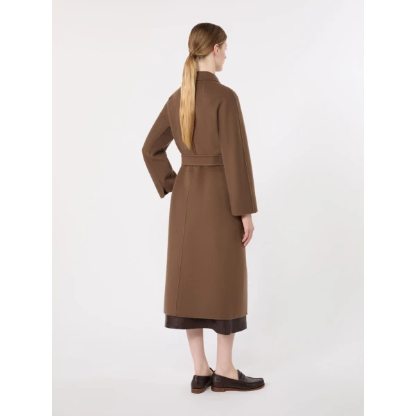 Max Mara Esturia Double-Faced Wool Midi Coat in Mud | Wool Coat | Luxury Shoes 