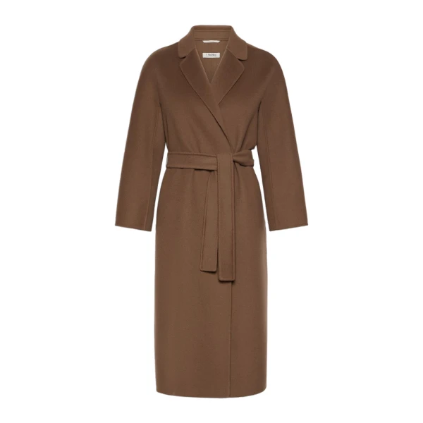 Max Mara Esturia Double-Faced Wool Midi Coat in Mud | Wool Coat | Luxury Shoes 