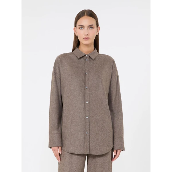 Max Mara Etereo Wool Flannel Shirt in Turtledove | Shirts | Luxury Shoes 
