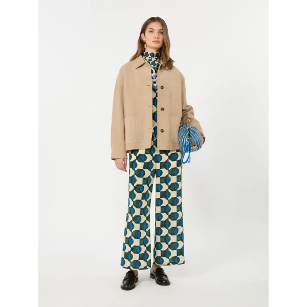 Max Mara Eusebio Printed Silk Crepe de Chine Trousers in Dark Green | Tailored pants | Luxury Shoes 