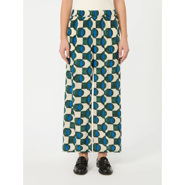 Max Mara Eusebio Printed Silk Crepe de Chine Trousers in Dark Green | Tailored pants | Luxury Shoes 