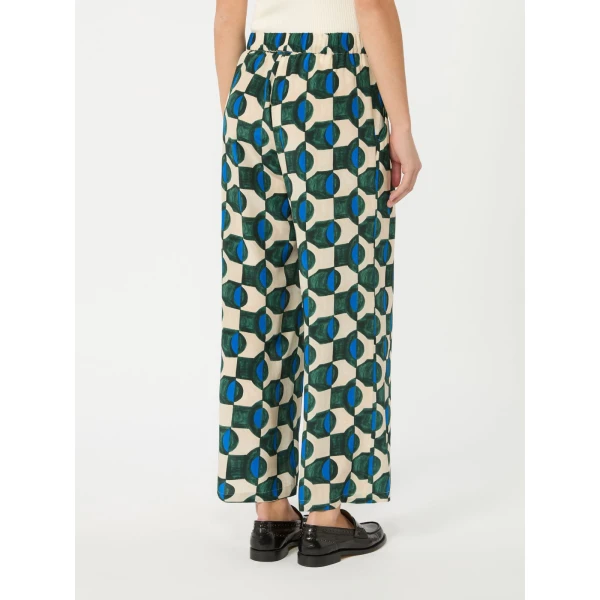 Max Mara Eusebio Printed Silk Crepe de Chine Trousers in Dark Green | Tailored pants | Luxury Shoes 