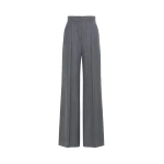 Max Mara Extra High-Waisted Wool Trousers in Medium Grey | Tailored pants | Luxury Shoes 