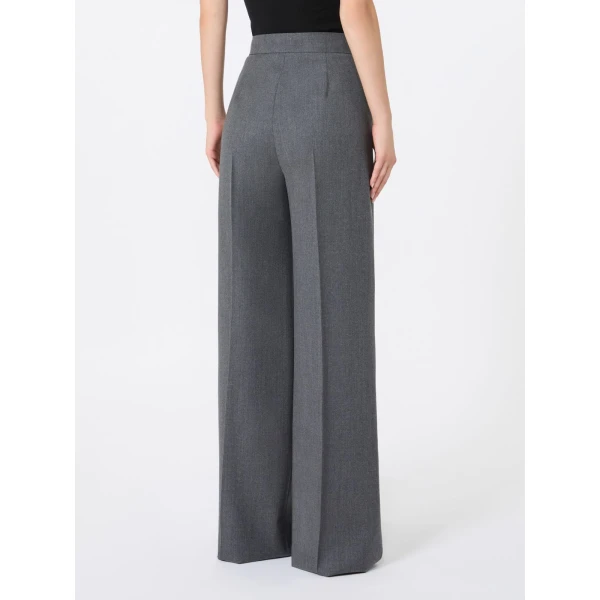 Max Mara Extra High-Waisted Wool Trousers in Medium Grey | Tailored pants | Luxury Shoes 