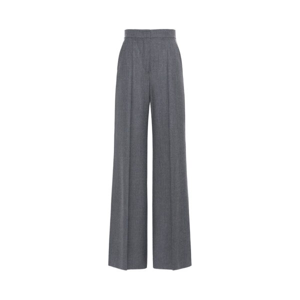 Max Mara Extra High-Waisted Wool Trousers in Medium Grey | Tailored pants | Luxury Shoes 