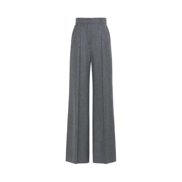 Max Mara Extra High-Waisted Wool Trousers in Medium Grey | Tailored pants | Luxury Shoes 