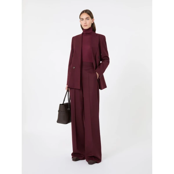 Max Mara Extra High-Waisted Wool Trousers in Wine | Tailored pants | Luxury Shoes 