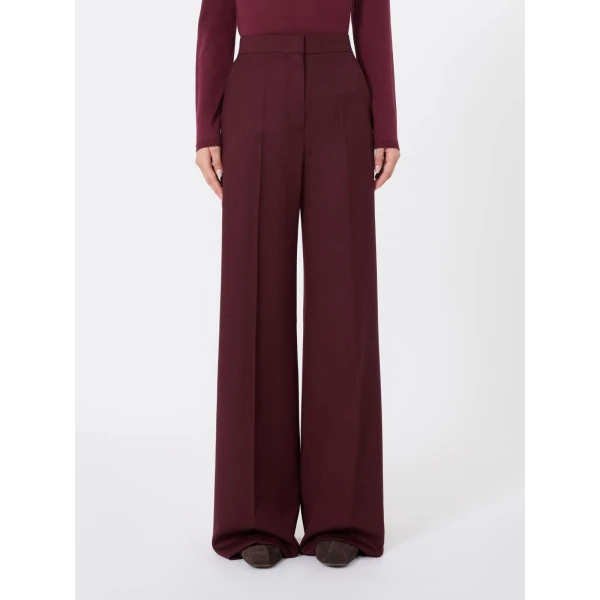 Max Mara Extra High-Waisted Wool Trousers in Wine | Tailored pants | Luxury Shoes 