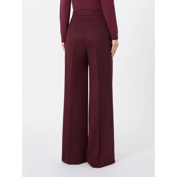 Max Mara Extra High-Waisted Wool Trousers in Wine | Tailored pants | Luxury Shoes 