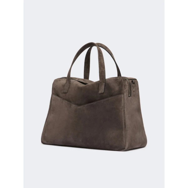 Max Mara Extra-Large Split Leather Shoulder Bag in Dark Brown | Shoulder & Crossbody Bags | Luxury Shoes 